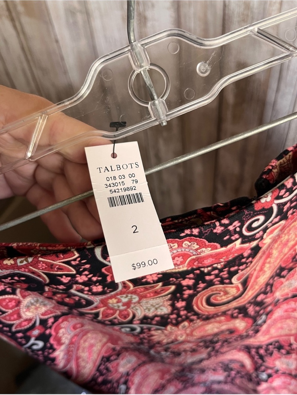 NWT Talbots Paisley Pencil Skirt Red Black Stretch Cotton Size 2 - Picture 7 of 7